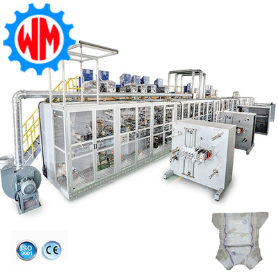 Macchine per la produzione di pannolini per bambini ad alta velocità a servo completo Controllo PLC con sistema di imballaggio